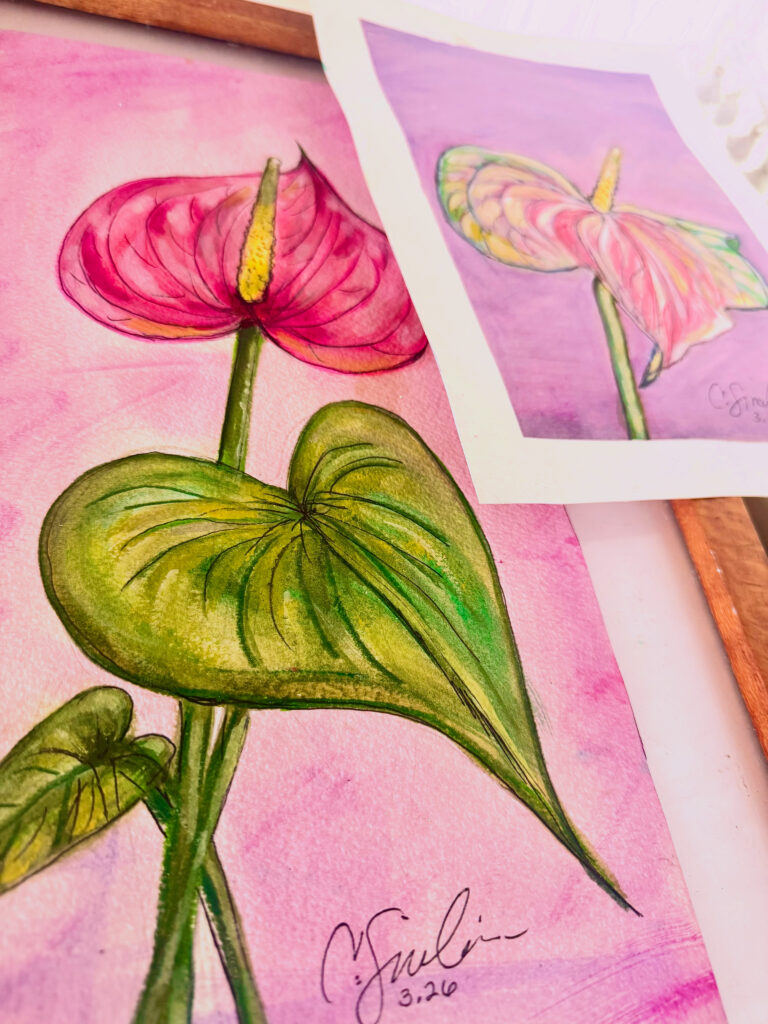 Pink Media Anthurium Corinna Sinclair Art